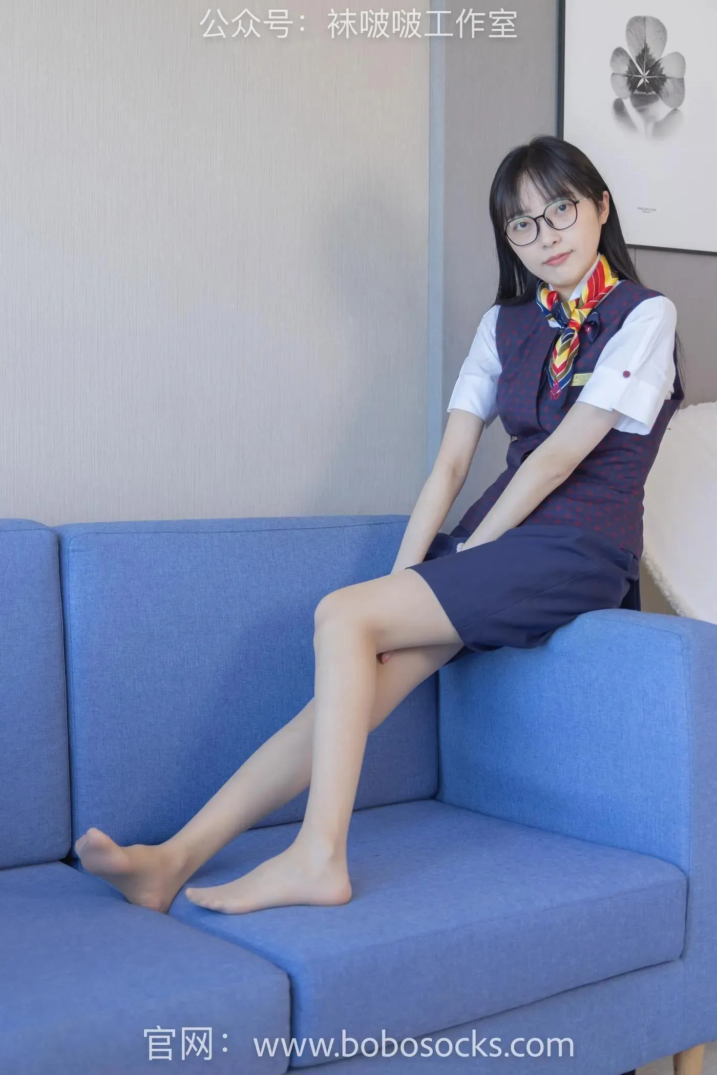 [BoBoSocks袜啵啵]NO.115 稚予-平底鞋、肉丝、空姐制服 [136P]插图6